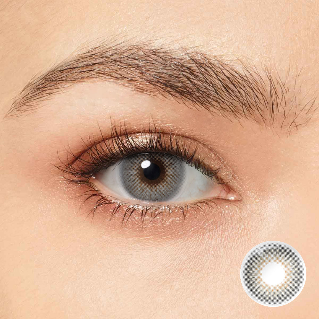 Transform your eyes with Magister OMG Gray Colored Contacts. The stunning yellow pattern in the middle of the lens perfectly blends with the cool gray, creating a natural and translucent effect. 